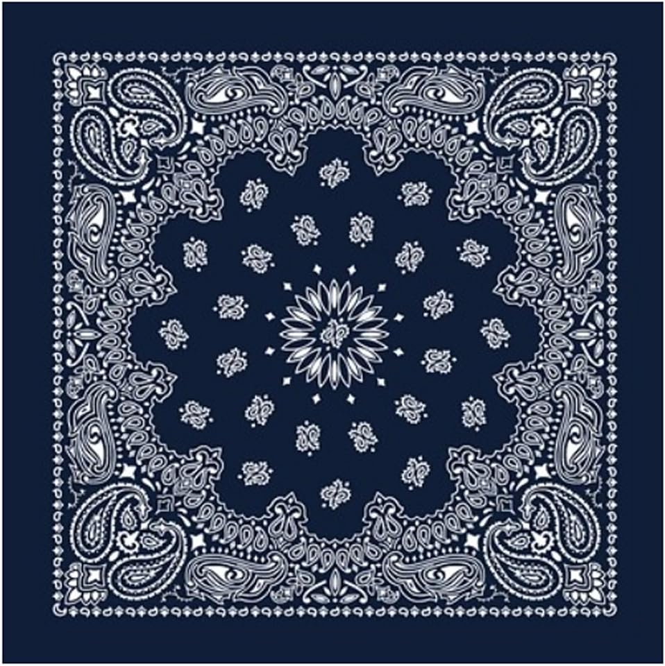 Navy Western White paisley bandana scarf Large 27 inches square