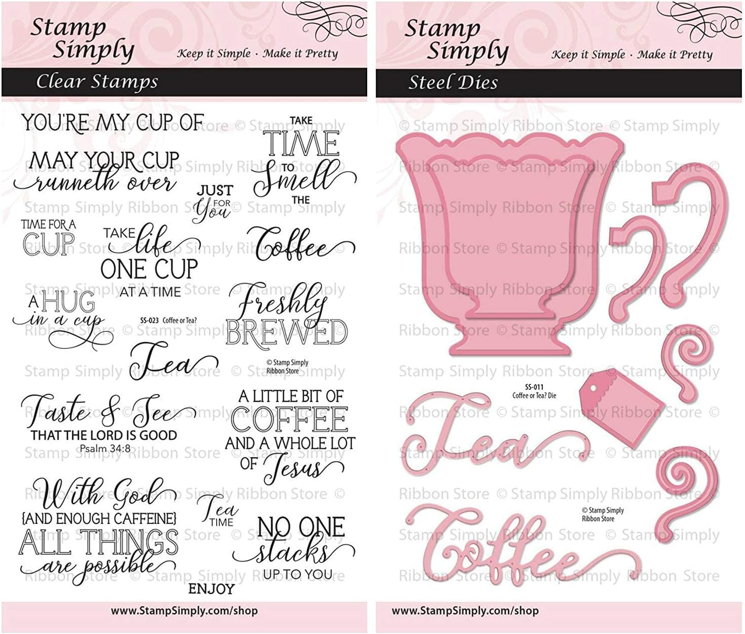 Clear Stamps Coffee Cup or Tea Mug Steel Die Set Christian Religious (2-Pack) 4x6 Inch Sheets - 25 Pieces