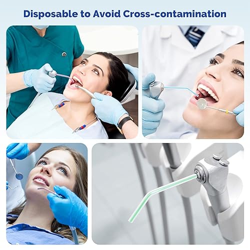 Miniatura 8 de JMU 1000pcs aire agua jeringa puntas dentales, boquillas de pulverización desechables para limpieza oral, arco iris 4 bolsas