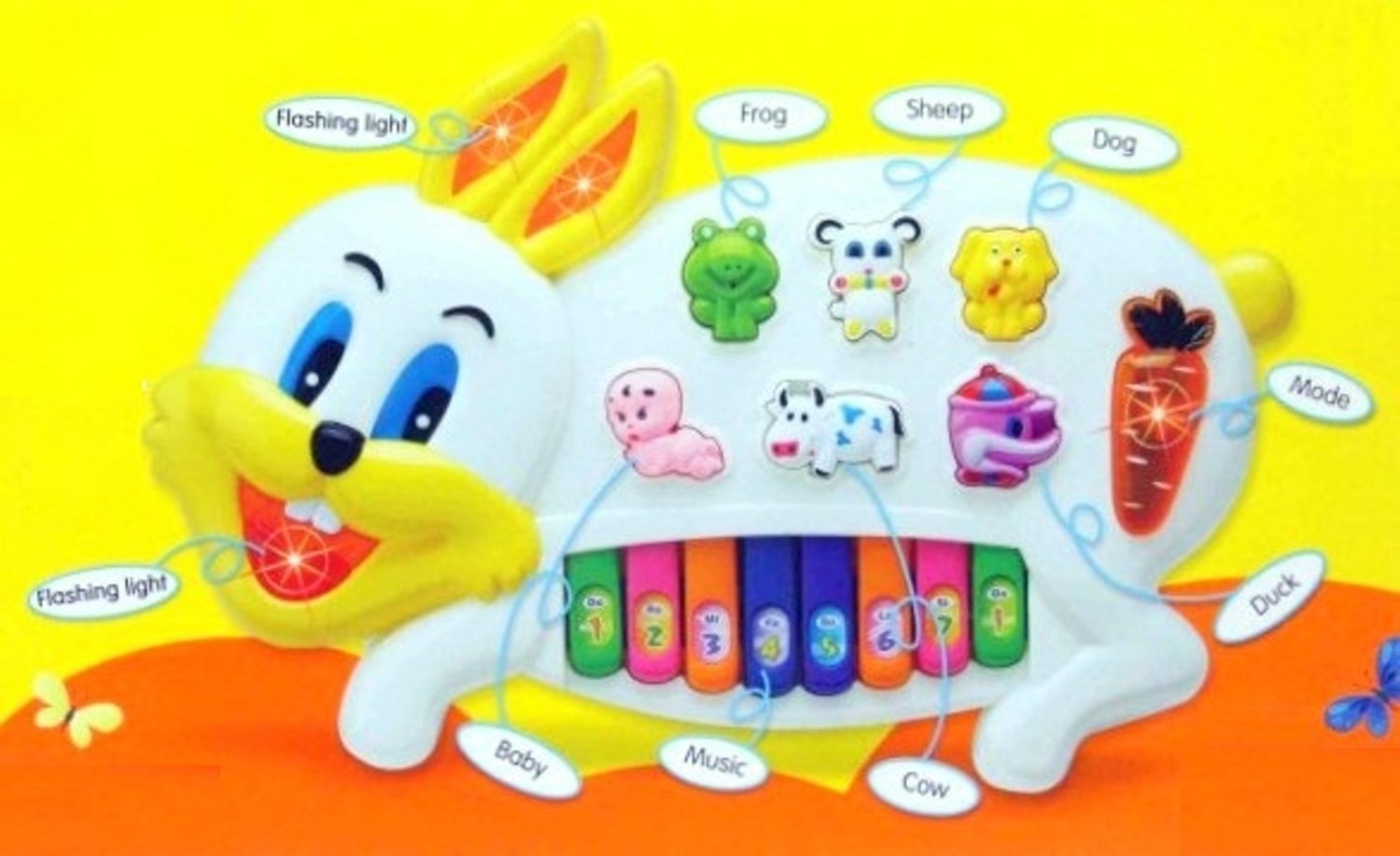 Goyal's Rabbit Piano Musical Piano with 3 Modes, Flashing Lights & Wonderful Animal Sound Music 3