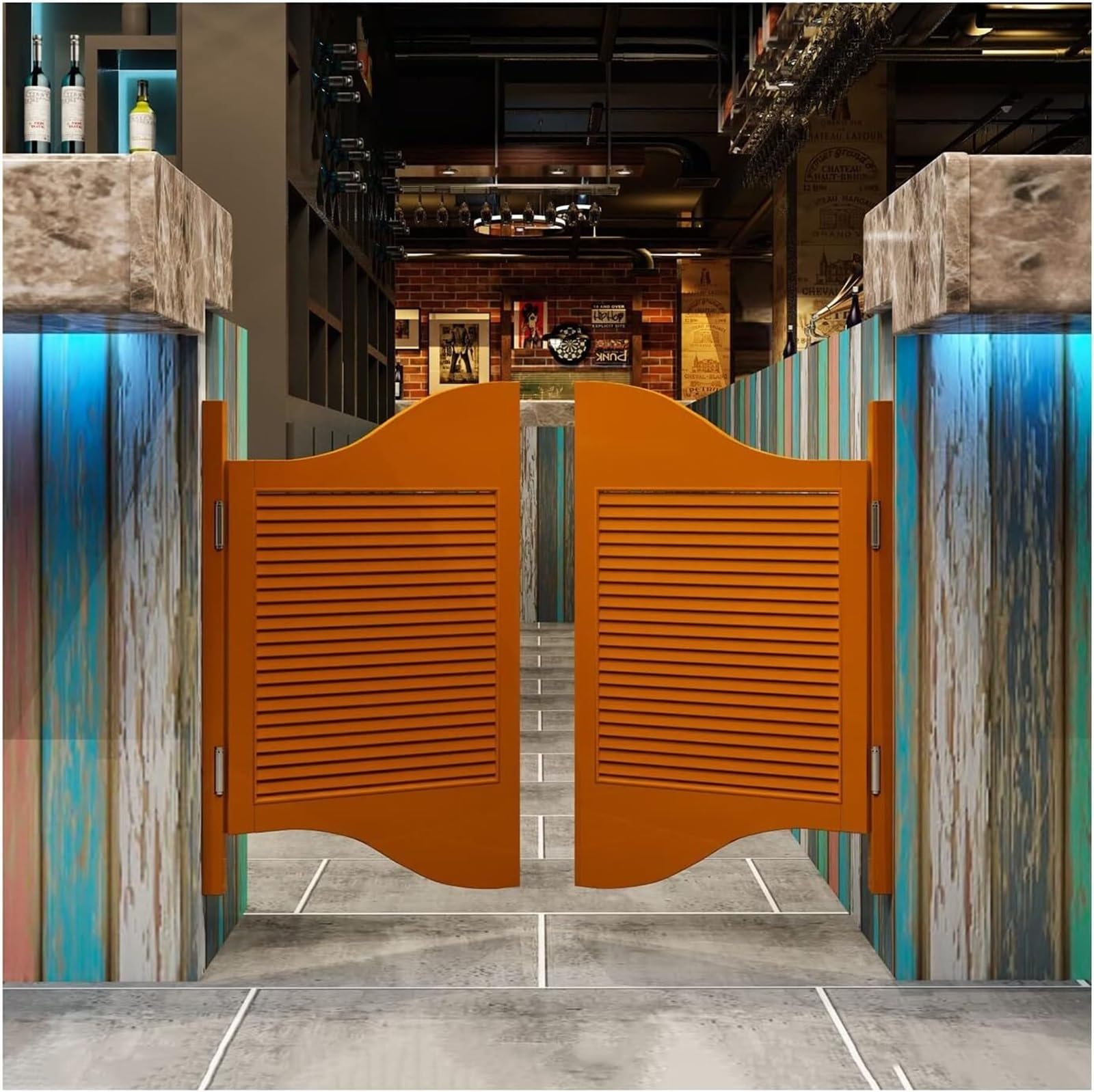 ホワイトポーチスイングカフェドア、自動クローズデコレーション木製ドア、リビングルーム、ベッドルーム、パティオ廊下、無臭水性塗料、カス  Amazon.co.jp: カフェスイングドアエントランスポーチソリッドウッドスイングドア、ホワイト屋内屋外ガーデンファームハウス ..., image size:1600x1598