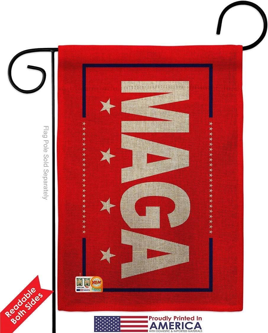 Trump MAGA Burlap Garden Flag Patriotic 2024 President Republican Party United States American Election Small Decorative Gift Yard House Banner Double-Sided Made In USA 13 X 18.5