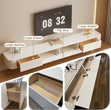 240CM Floating TV Stand, Wall Mounted TV Cabinet with Storage, Media Console Entertainment Center, Modern Floating TV Unit, Living Room TV Furnitur
