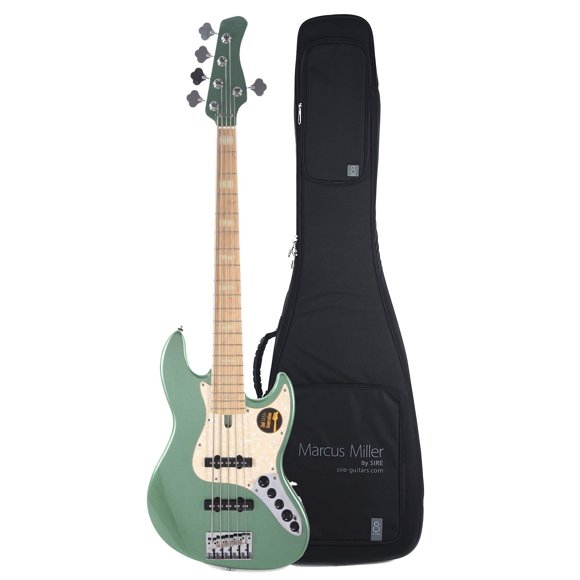 Sire Marcus Miller V7 Swamp Ash 5-String Sherwood Green (2nd Gen) and Sire Gig Bag Bundle