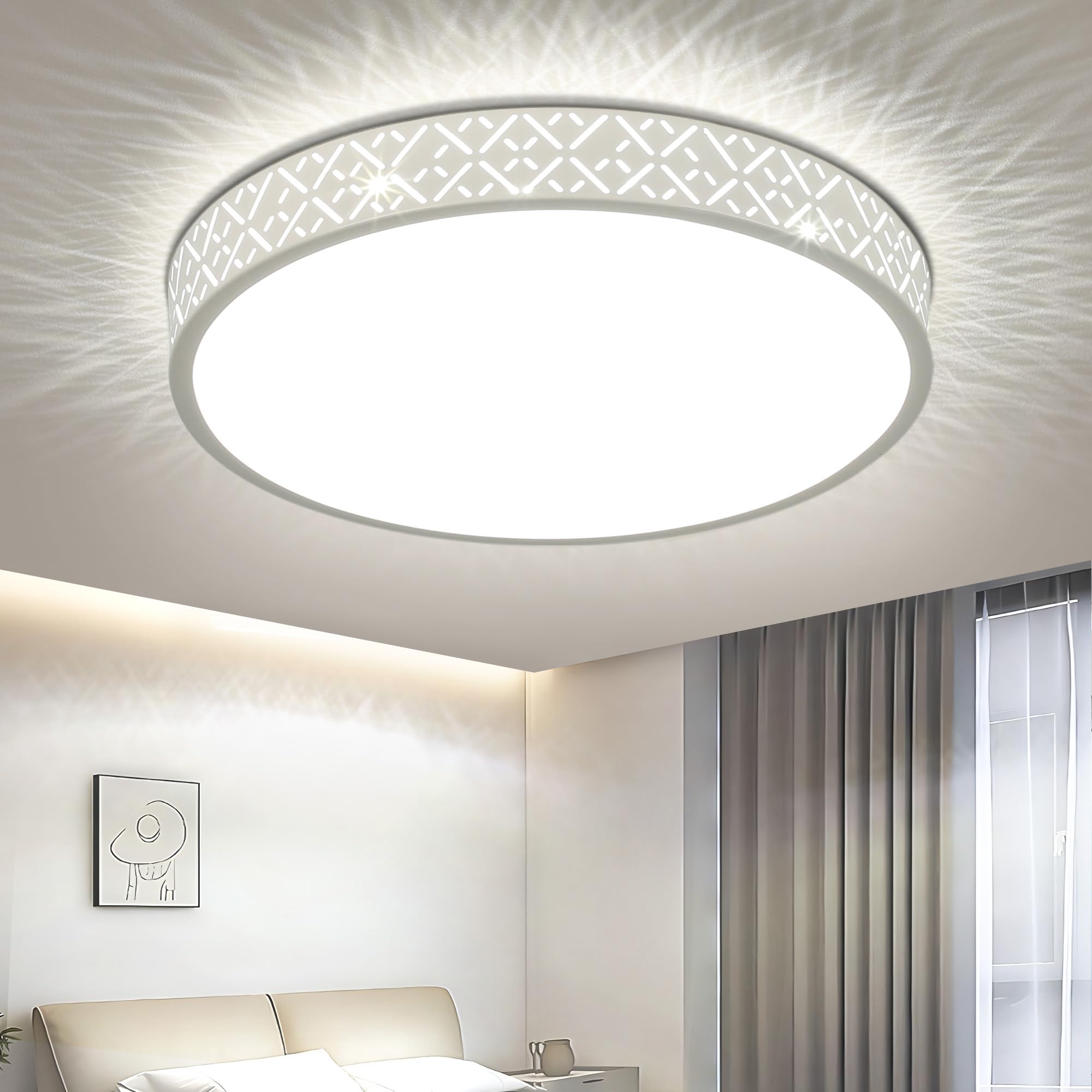 kuwork Plafon Led Techo Dormitorio, Lámpara de Techo 2400LM, Luz Moderno para Salón Cocina 4000K, 30CM
