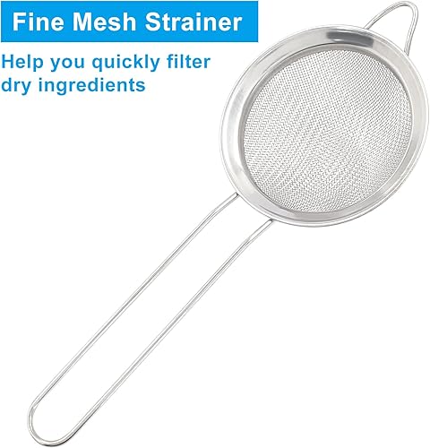 Miniatura 5 de Piutouyar Coladores de malla fina de 3.1 in3.15 pulgadas, coladores de cocina de acero inoxidable, colador de malla fina de alta resistencia,