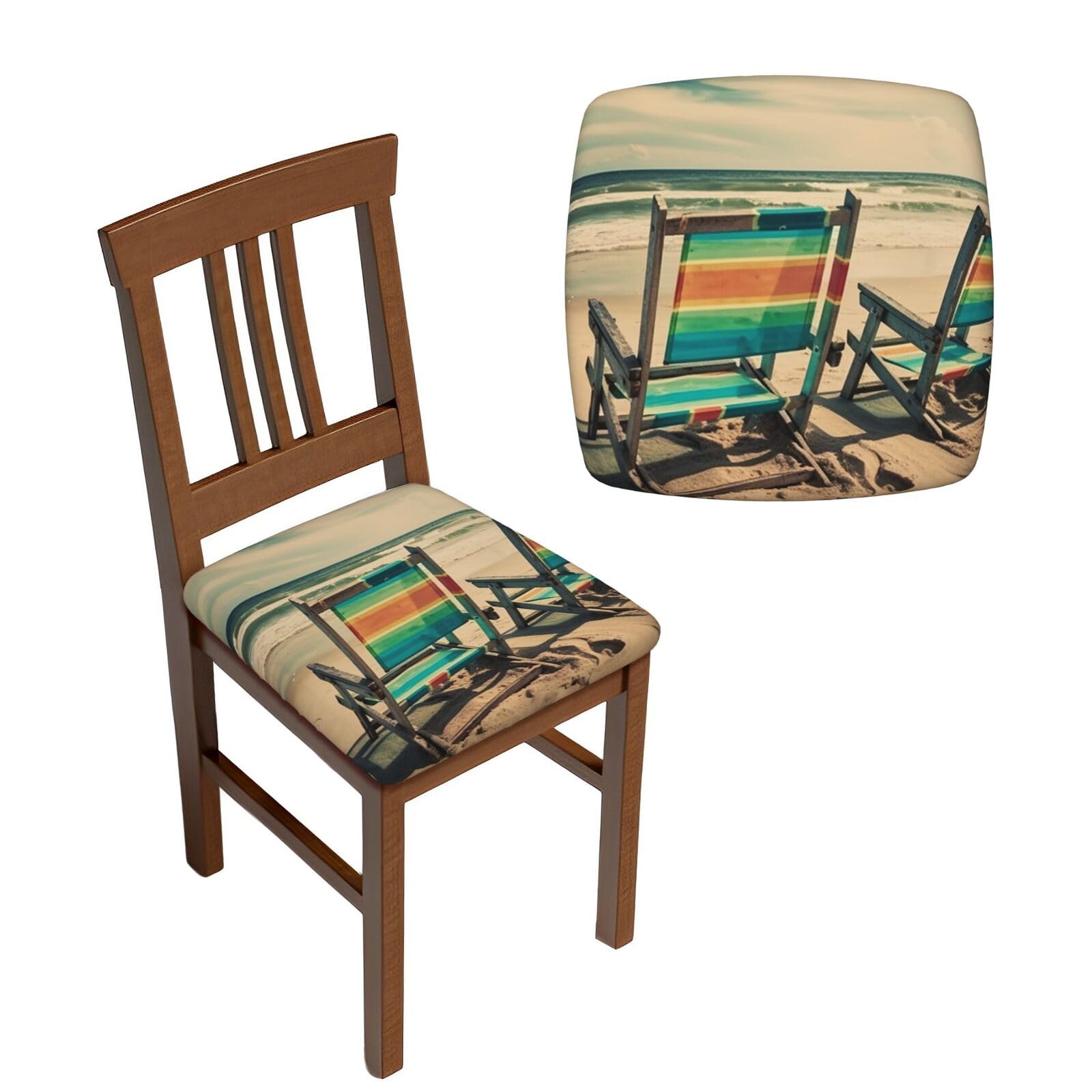 FodPand 4PCS Dining Chair Covers for Dining Room Beach Chairs Chair Seat Cover Stretch Parsons Chair Slipcover Removable Washable Seat Cushion Slipcovers Cover for Kitchen Office