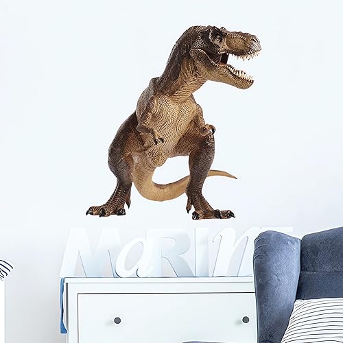 Miniatura 4 de Calcomanías de pared de dinosaurios de tiranosaurio Rex feroz, sacinora Wild Animal Wall Decals removibles de vinilo para niños, guardería, sala de