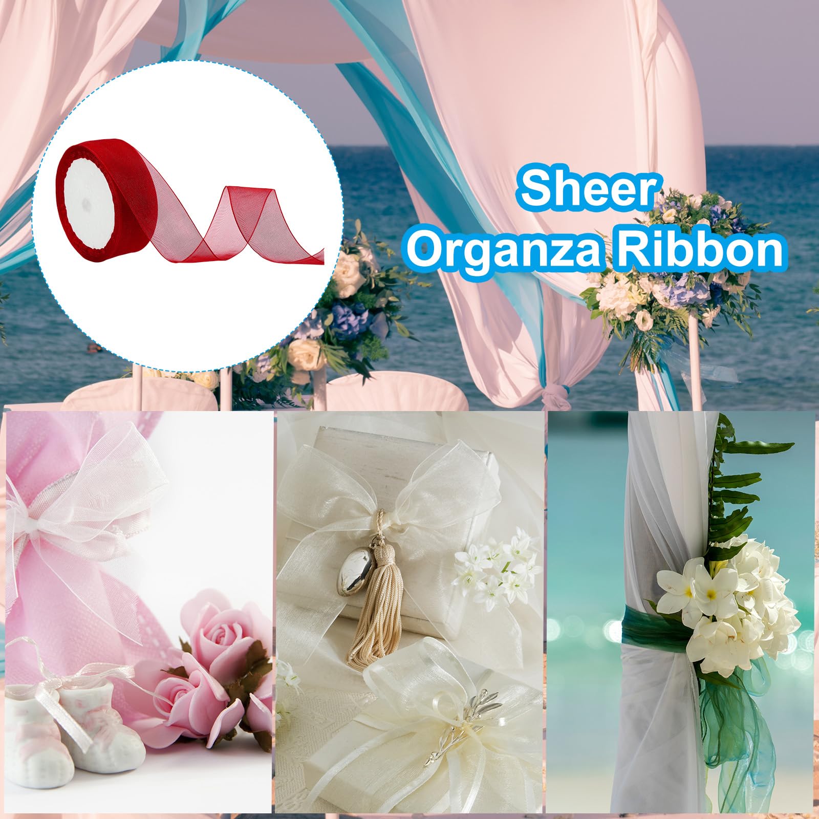 PATIKIL 25 Yd Sheer Organza Ribbon - Image 3