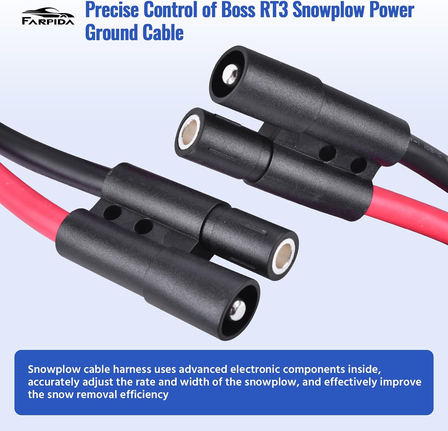 HYD01684 1304740 Truck Side Power Ground Cable 90" Fit for BOSS Plows Snow Plow Harness Repair Power/Ground Cable Truck Side Repair Harness Kit Replace BOSS HYD01684