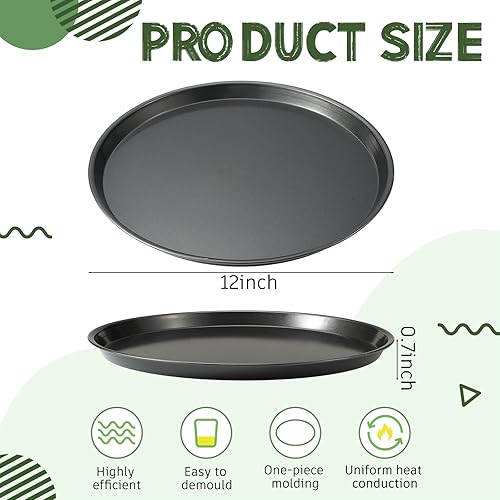 Miniatura 2 de LemonRoad 2 sartenes para microondas de 12 pulgadas, sin agujeros, antiadherente, de acero al carbono, para recalentar pizza congelada, patatas