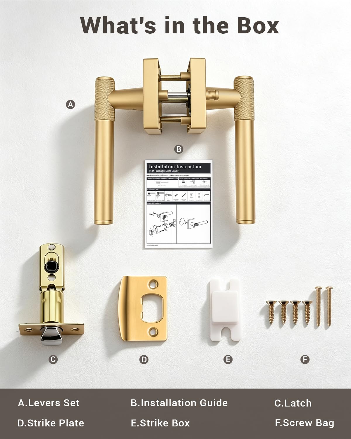 Golden Champagne Door Knobs - Modern Privacy Locks -6