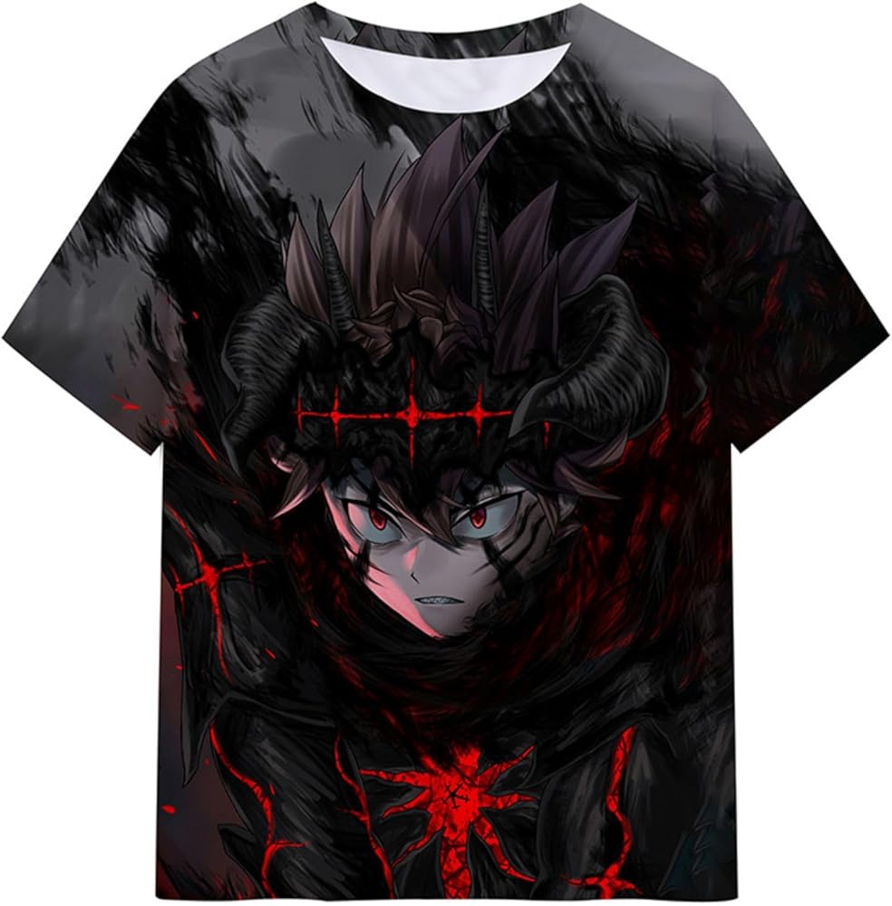 Men's T-Shirt 3D Printed Anime Unisex T-Shirt, Black Clover Summer Street Fashio
