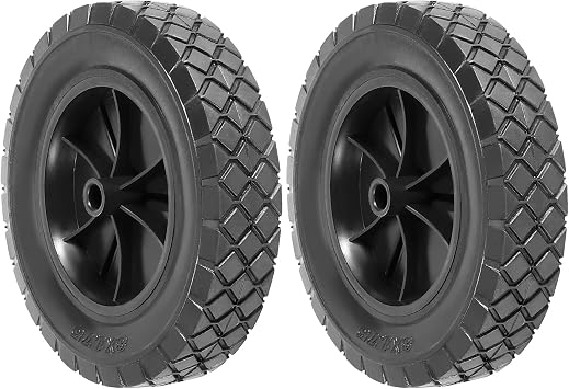 MUKCHAP 2 Pack 8 Inch Solid Rubber Wheels, Hand Truck Wheel Replacement Rubber Tire, Replacement Tire with 1/2 Bore Offset Axle for Cart, Trolley