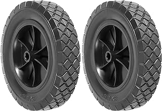 MUKCHAP 2 Pack 8 Inch Solid Rubber Wheels, Hand Truck Wheel Replacement Rubber Tire, Replacement Tire with 1/2 Bore Offset Axle for Cart, Trolley
