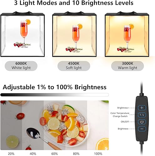 Miniatura 2 de LUXCEO - Caja de luz para fotografía, kit de caja de luz de fotografía de producto de 12 x 12 pulgadas con caja de luz CRI 95+ para fotos, 120 luces