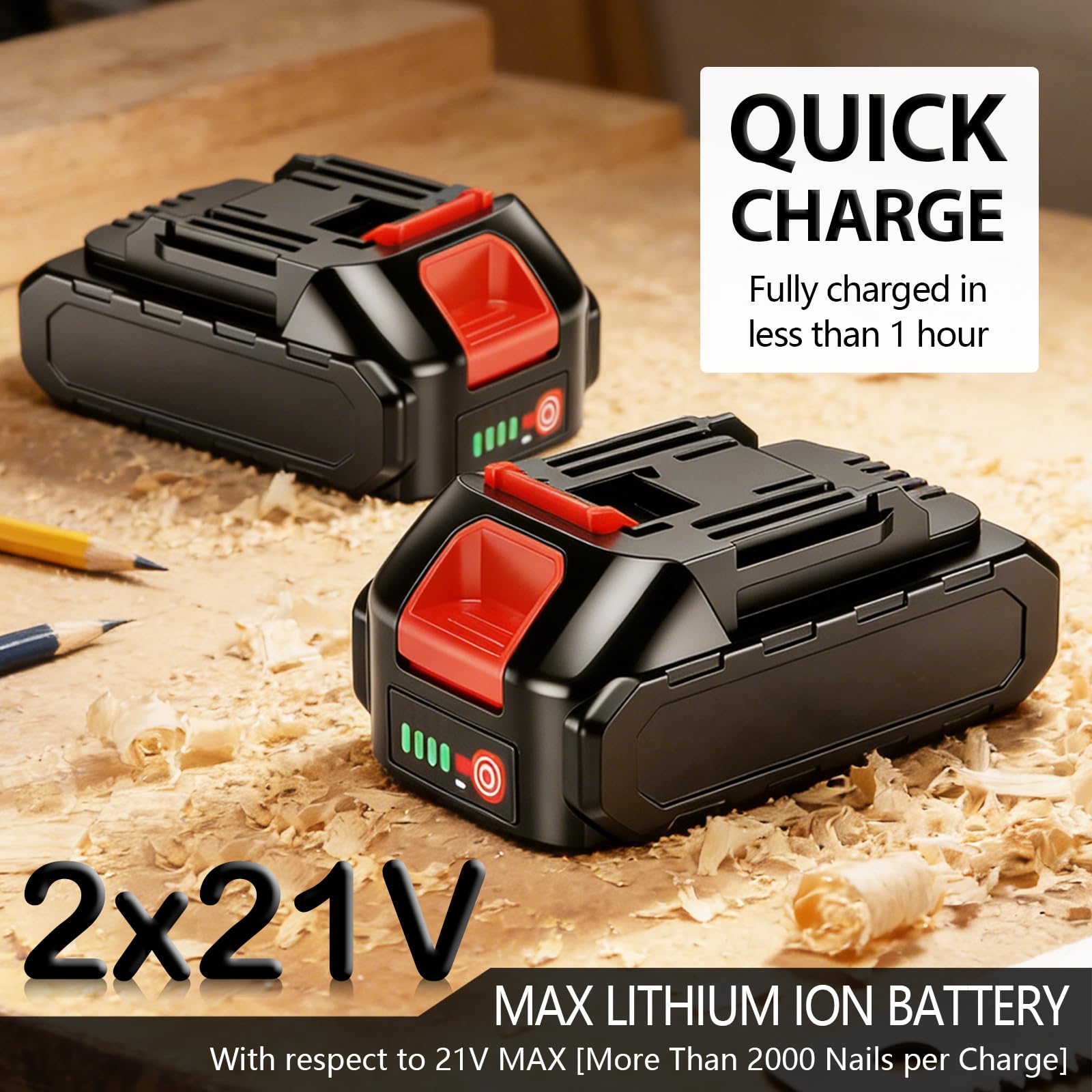 Chiodatrice graffatrice a batteria 2 in 1, con 2 x 2,0 Ah compatibile Makita 18V, chiodatrice 18GA con borsa e 1000 chiodi e graffe, profondità regolabile, per legno e fai da te