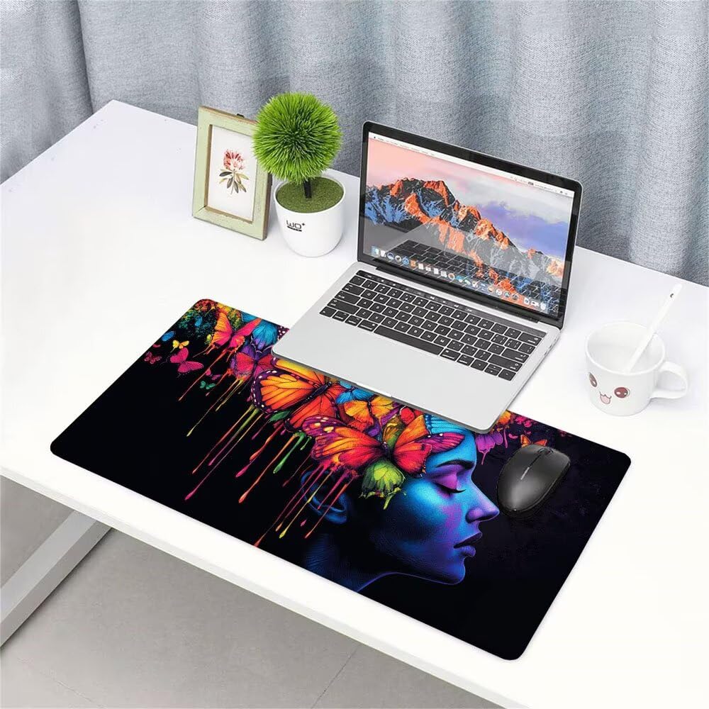 Alfombrilla de Mouse para Juegos, Nero, XXL, Antideslizante, Impermeable, Diseño de Astratto, Extendido, Grande, 1200x600x3mm, para PC, Laptop, Ufficio, Famiglia d-311