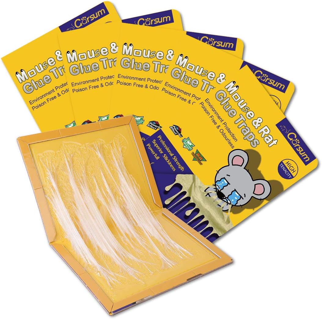 Garsum Mouse Trap 5 Pcs/Rat Trap,Sticky Traps for Mice,Large Rat Glue Pads,Extra Sticky Traps with Peanut Butter Large Capture Area,Catch Mouse Indoor and Outdoor (Small，5 Pcs)