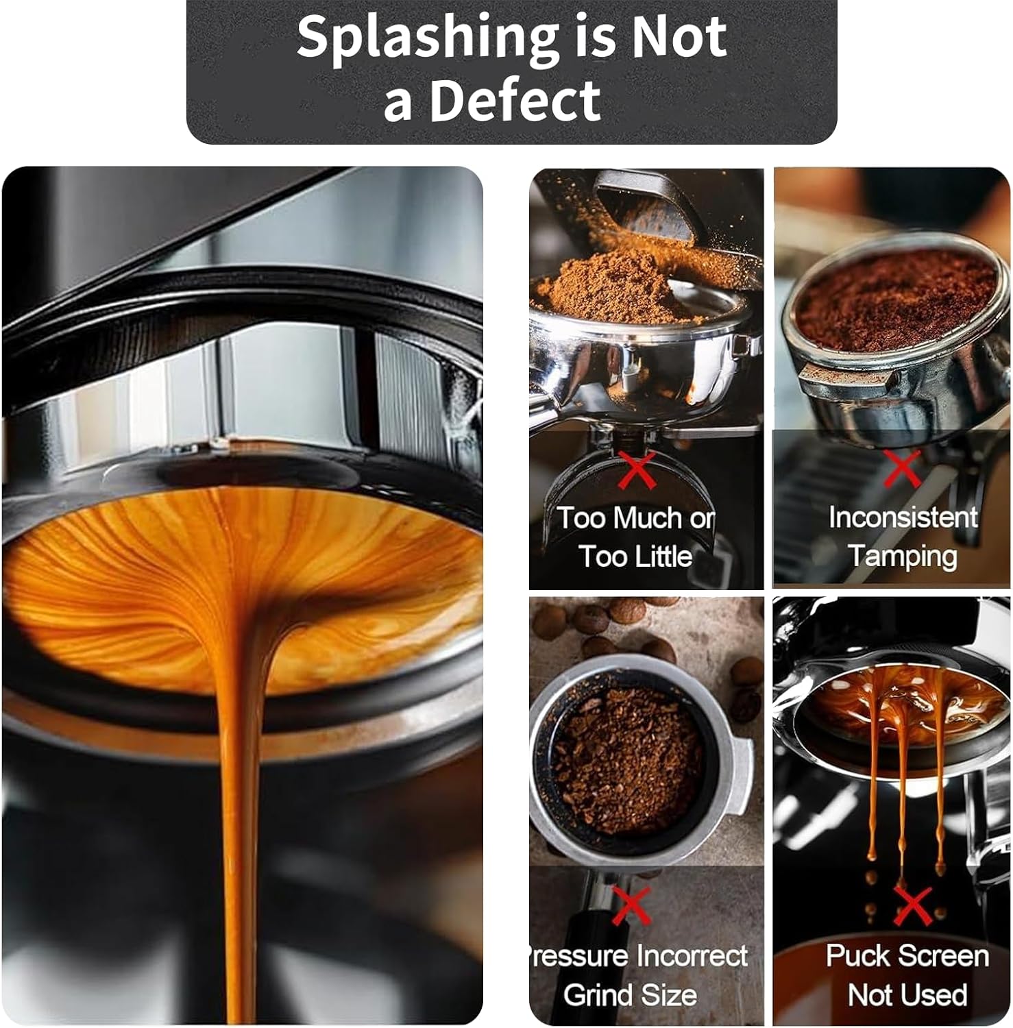 51mm Bottomless Portafilter Compatible for CASABREWS Espresso Machine CM5418, 3700 Series, Mr. Coffee Espresso and Cappuccino Machine, with Stainless Steel Double Shot Capacity Cup Filter Basket