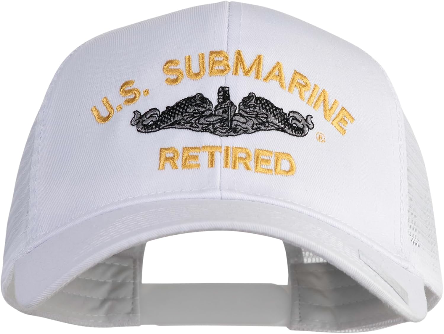 e4Hats.com US Submarine Retired Military Embroidered Solid Cotton Twill Mesh Prostyle Cap