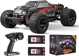 VEVOR 1:10 Large RC Car Remote Control Truck with Lights, All Terrain 4WD Off-Road Monster Truck 38 km/h High Speed with 45° Wheelie and 2 Batteries, Hobby Racing Car - Xmas Gift for Adults Boys IPX4
