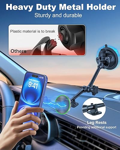 Miniatura 2 de Soporte para automóvil MagSafe nivel todoterreno a prueba de golpes Soporte magnético de teléfono con brazo de metal para tu automóvil, camión,