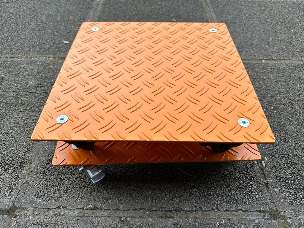 Pflanzenroller eckig orange Ral2000 200kg oder 400kg Blumenroller Untersetzer Alu Riffel mit Auswahl Rollenfarbe schwarz/silber (Alu Riffel 200kg 3,5/5 500x500mm Rolle Schwarz)