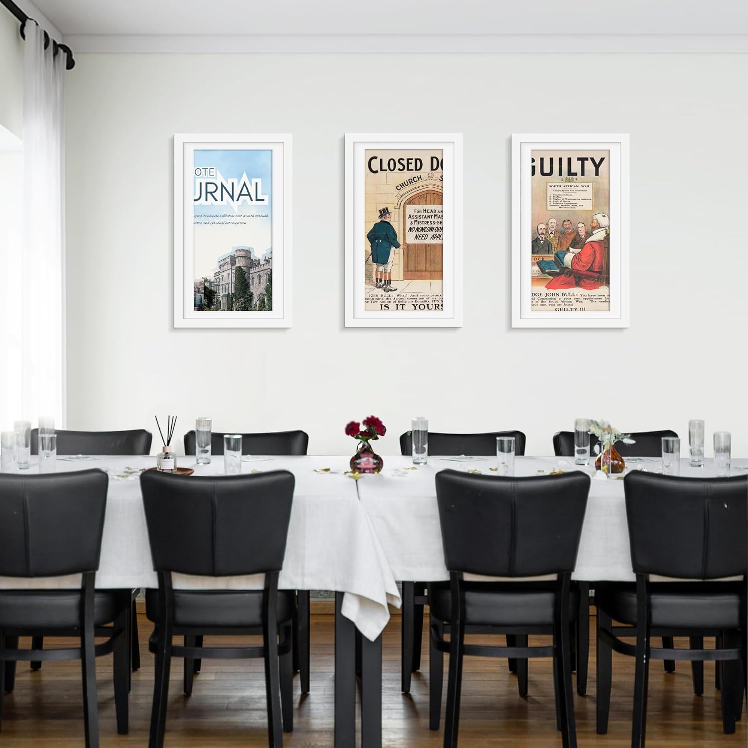 Picrit 14x24 Picture Frame 3 Pack, White Poster Frame, Display Poster 11 x 22 with Mat or 14 x 24 without Mat for Horizontal or Vertical Wall Mounting