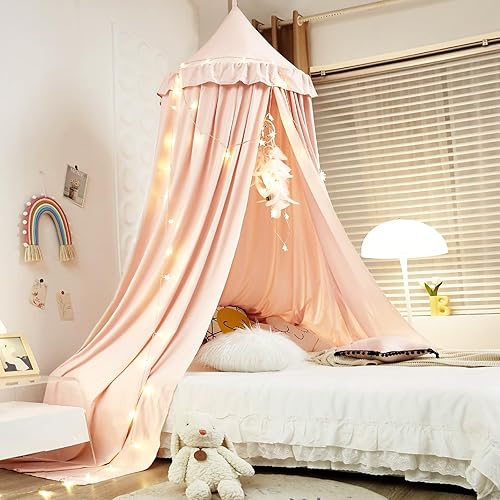 Miniatura 9 de Kertnic Toldo decorativo para cama de niños, toldo suave y liso para decoración de habitación de niñas, castillo de princesa, ropa de cama de
