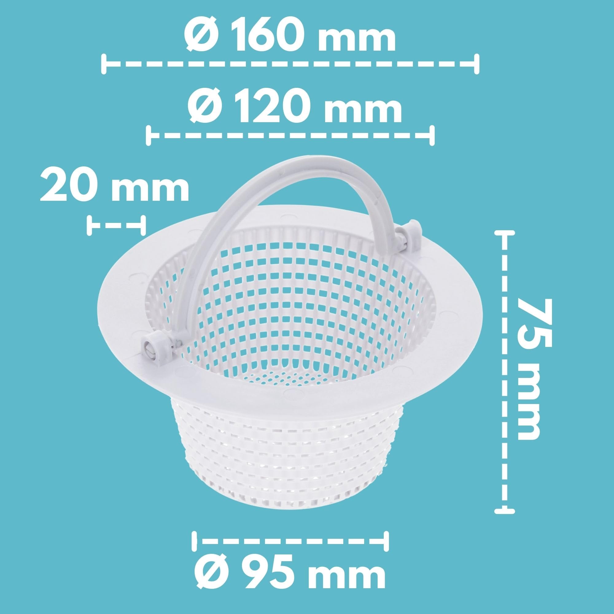 2 Cestelli Skimmer Per Piscina 16 Cm, Ricambio In ABS Con Manico, Adatti A Piscine Fuori Terra E Interrate - 4