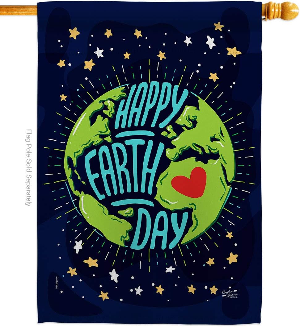 Happy Earth Day House Flag Sweet Life Peace Support Environmental Protection Small Decorative Gift Yard Banner Made In USA 28 X 40