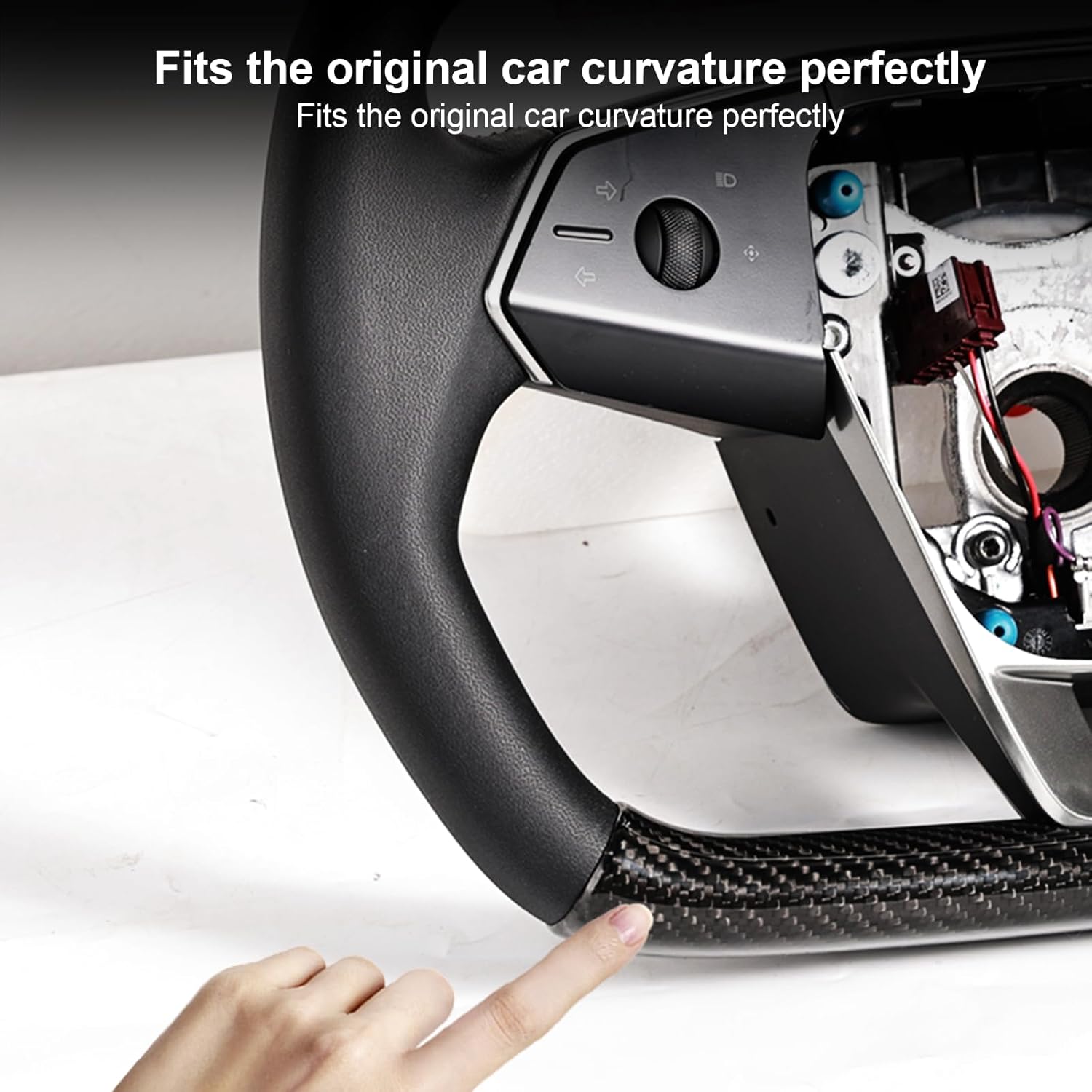 Steering Wheel Covers for Cybertruck Real Carbon Fiber Upper Lower Steering Wheel Overlays Trims for Cybertruck Accessories (Glossy)