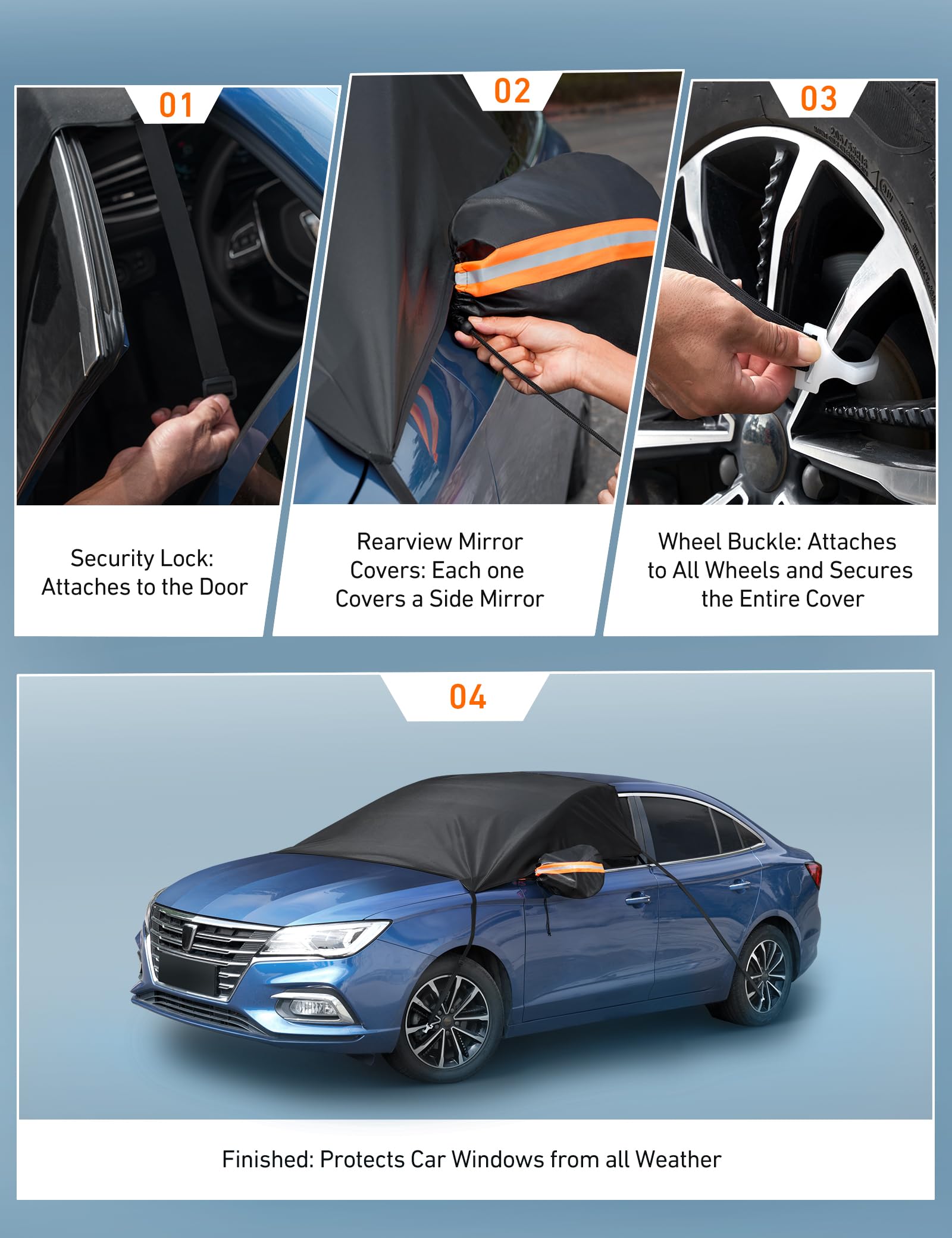 AstroAI Car Windshield Snow Cover Windshield Cover for ice and Snow Frost Windshield Cover for Ice 2 Removal — view 7