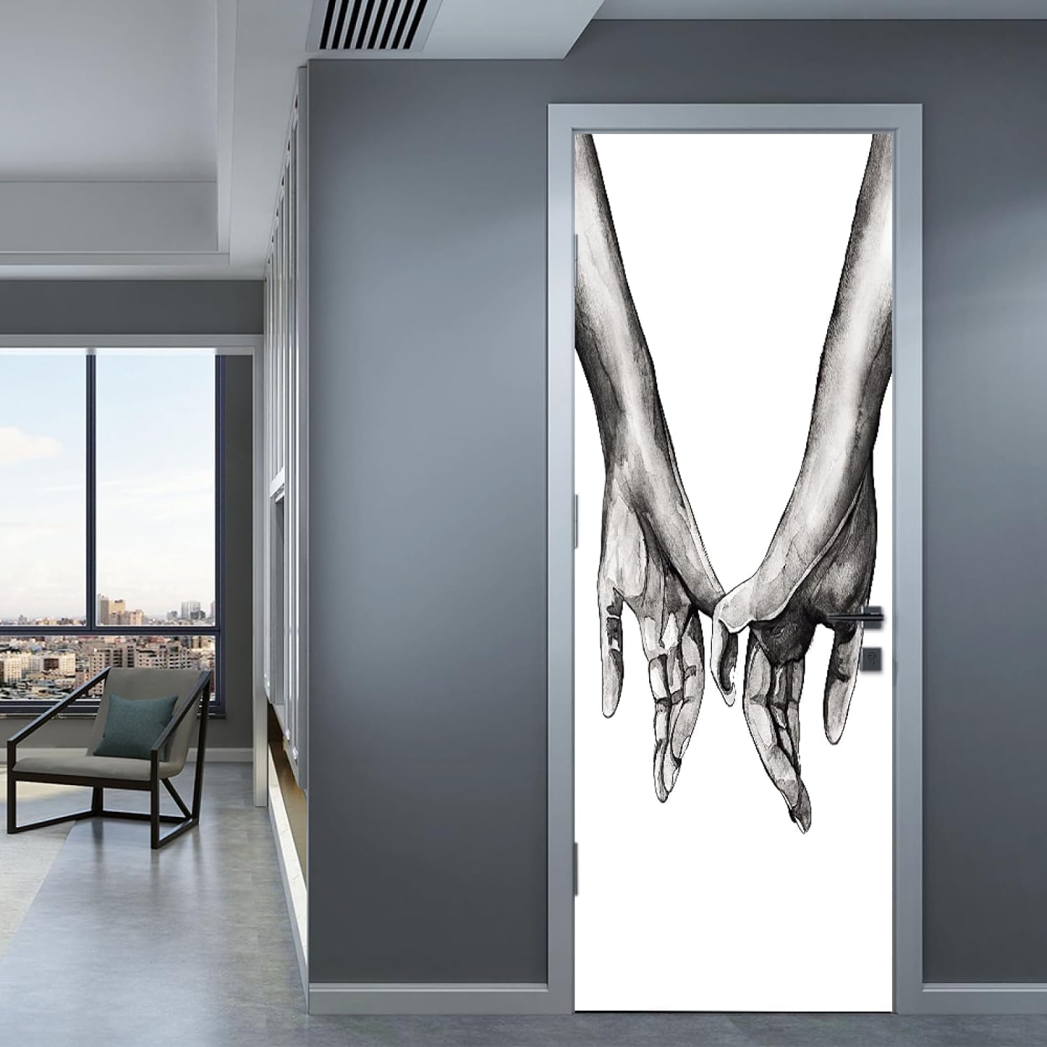 Fykjgs Modern Creative Door Stickers for Interior Doors 3D Door Decals Art Sticker Self Adhesive Door Murals for Bedrooms Living Room Bathroom Home Decor G150?77x200 cm?