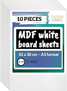 Creative Deco 10 x A3 MDF Board Sheet White | 420 x 300 x 3m