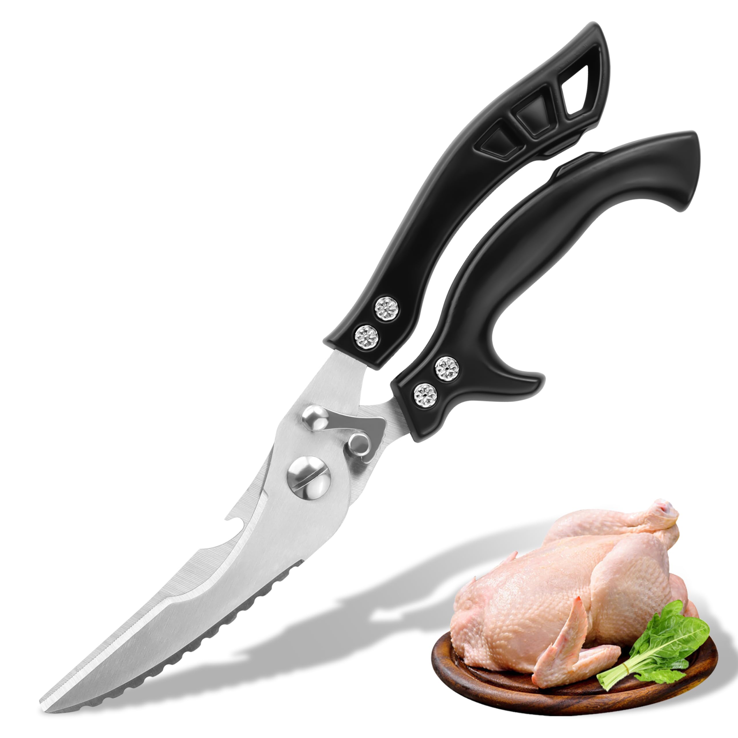 Heavy Duty Poultry Shears for Food: All Purpose Kitchen Scissors for Chicken, Meat Cooking Scissors, Black Plastic Handle โ image 1
