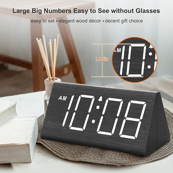DreamSky Wooden Digital Alarm Clock + Small Alarm Clock with Night Light