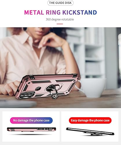 Miniatura 2 de Funda de grado militar para Motorola Moto G Play 2023, anillo giratorio de metal 360 grados, soporte de soporte, armadura, resistente a prueba de