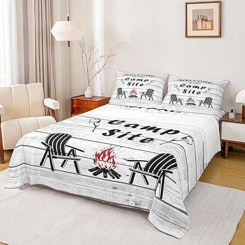 Vista 76 de Erosebridal Sábanas rústicas de granja, sábanas de camping feliz, juego de sábanas para decoración de cámper para niños, adolescentes, mujeres