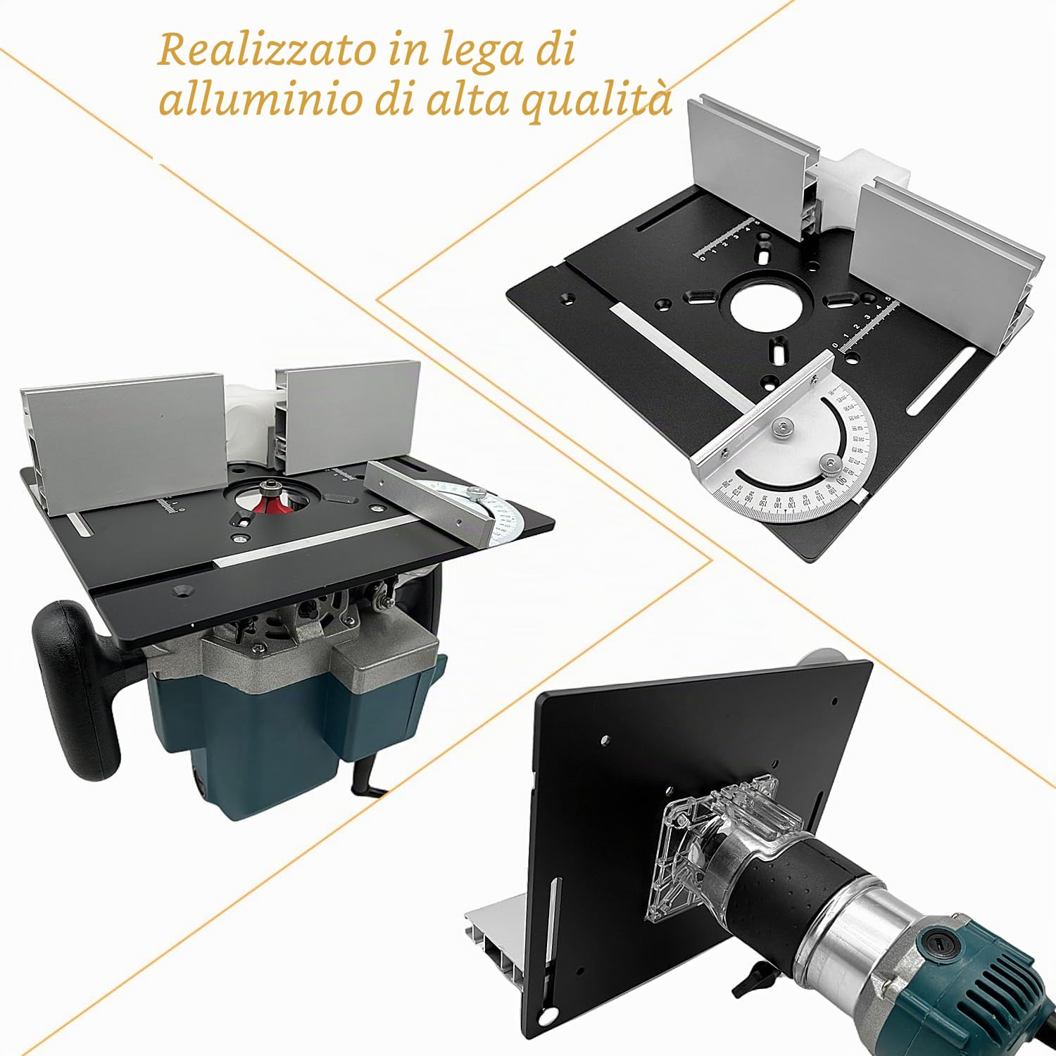 Set di 2 Piastra Fresatrice Da Banco in Alluminio, Piastre per Fresatura con Router Lift, Accessori per Fresatrice per La Lavorazione Del Legno