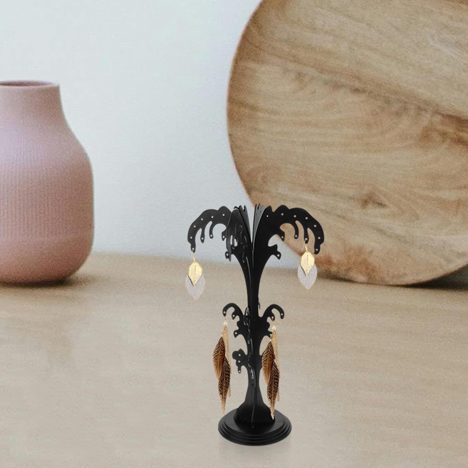 BESTonZON Detachable Black Plastic Earring Stand Jewelry Holder Large Earrings Display Rack for Necklace Organizer Jewelry Storage Tower for Retail and Home Use