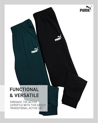 PUMA Boys 2 Pack French Terry Active Jogger Sweatpants (Sizes S-XL) | Soft Comfortable Fabric, Flexible Performance Fit, Great for School, Gym & Everyday Active Wear
