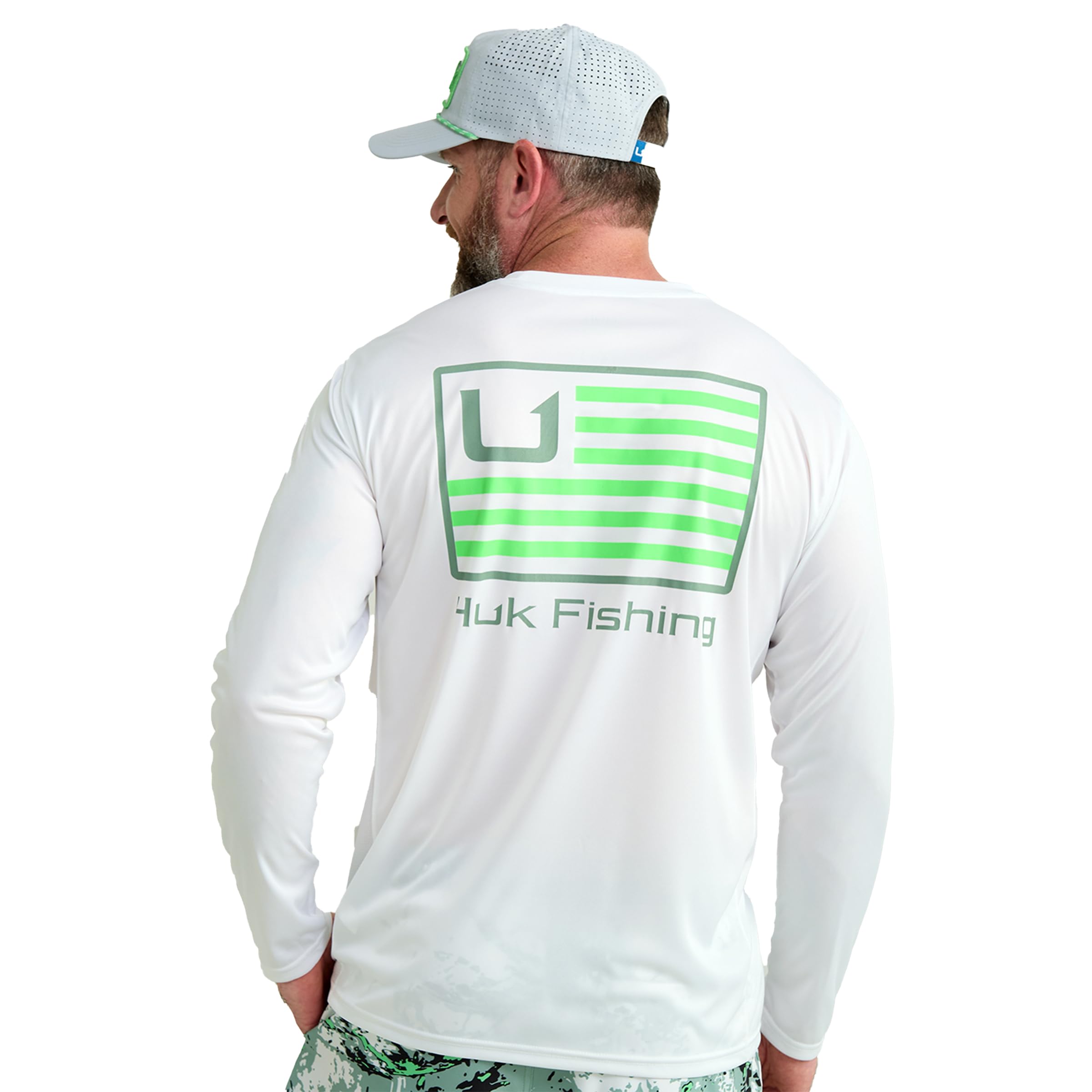 HUK Men's Pursuit Patterned Crew Long Sleeve Shirt