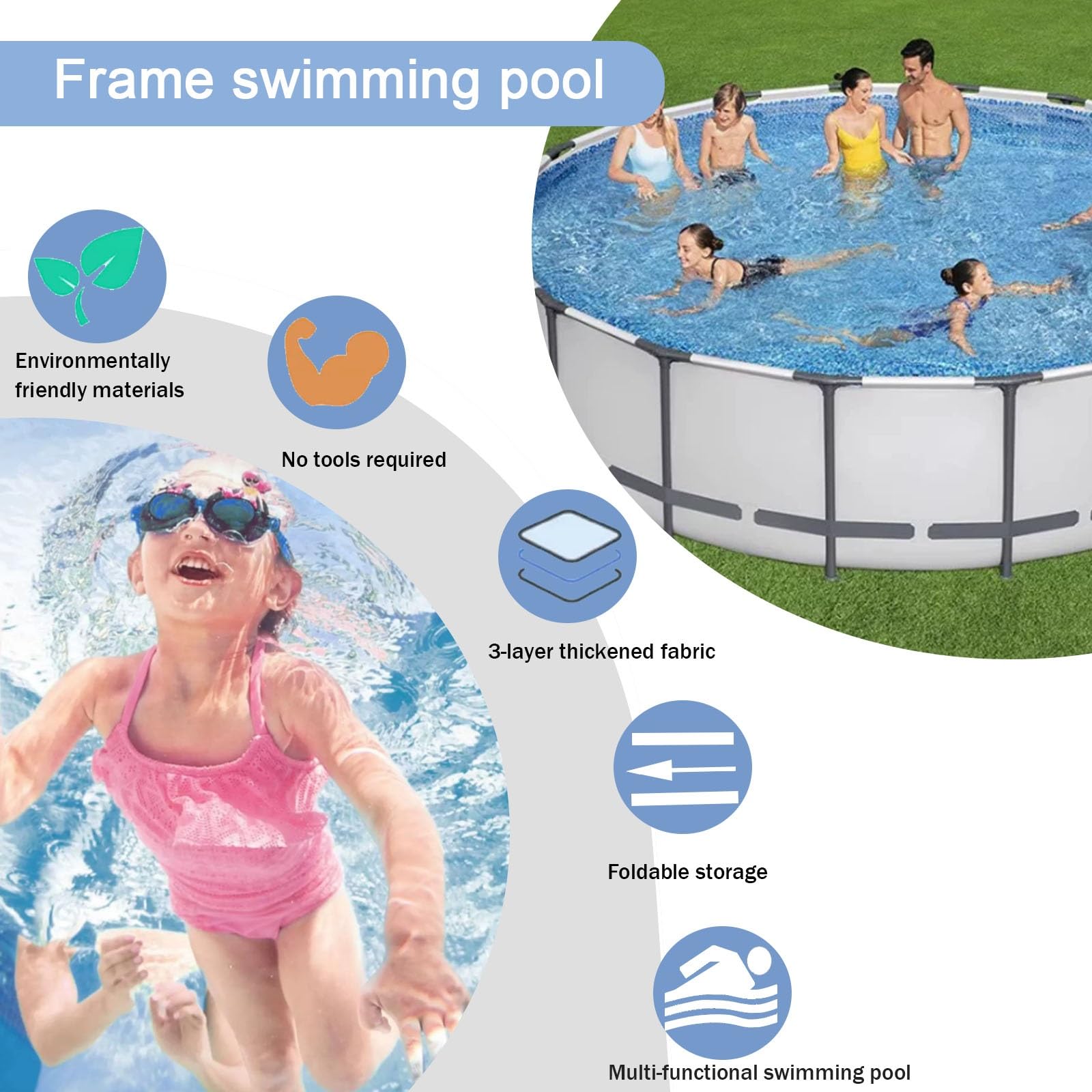 Piscina Con Struttura In Metallo In Acciaio Da 305 Cm Ampia Piscina Per Famiglie Adatto All'uso Domestico Non Necessita Di Gonfiaggio