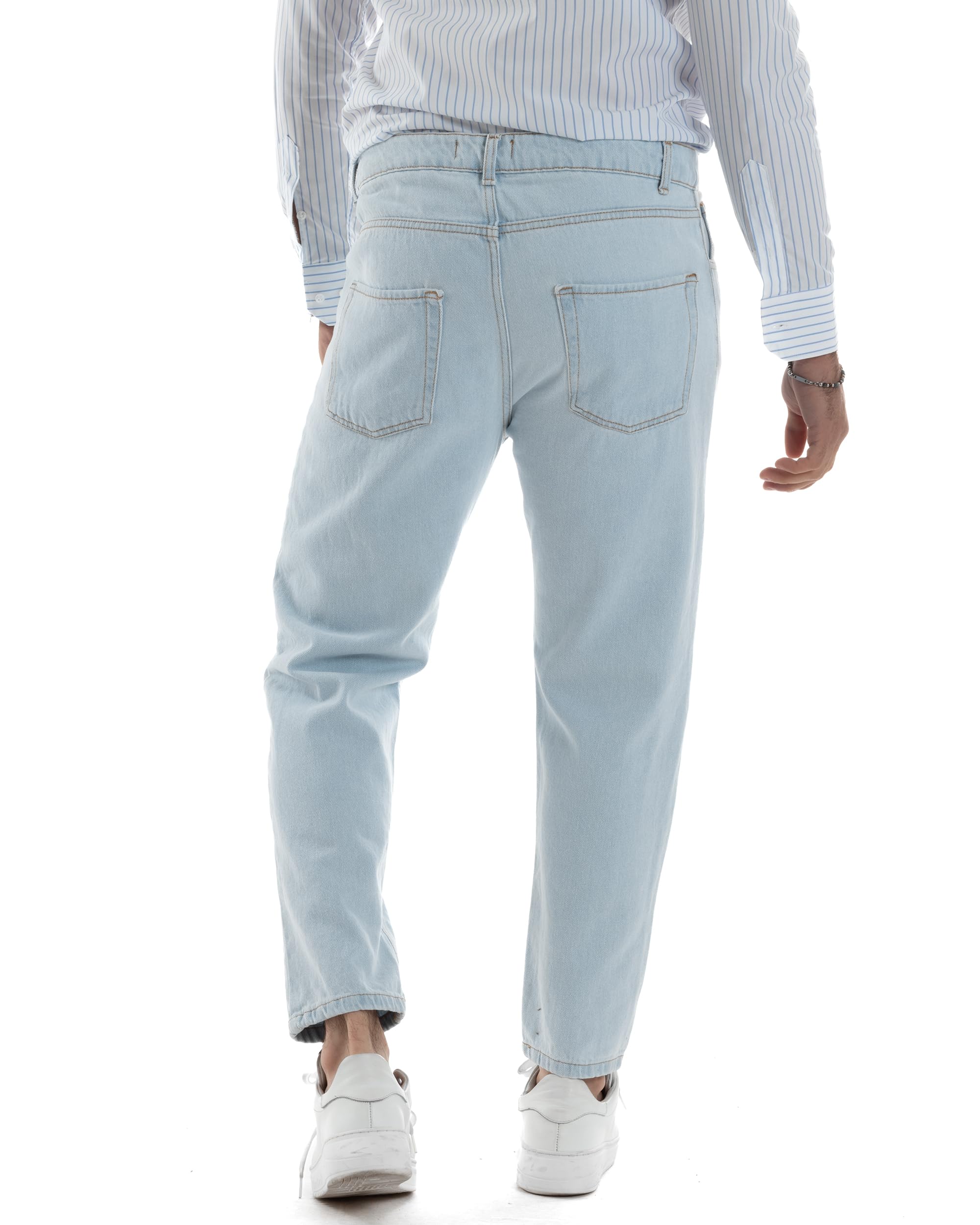 Pantalón vaquero de hombre largo con cinco bolsillos rotos, fabricado en Italia