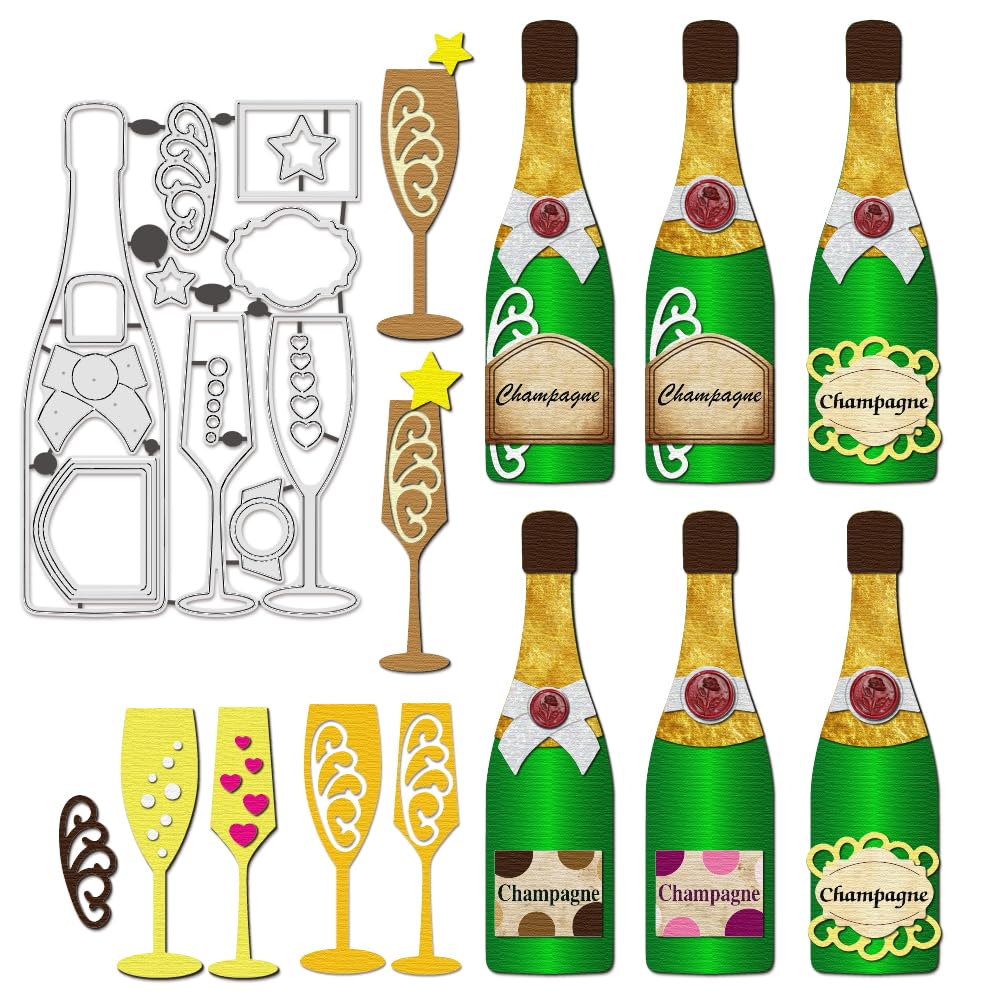 BENECREAT Celebration Wine Bottles Cutting Dies Stencil