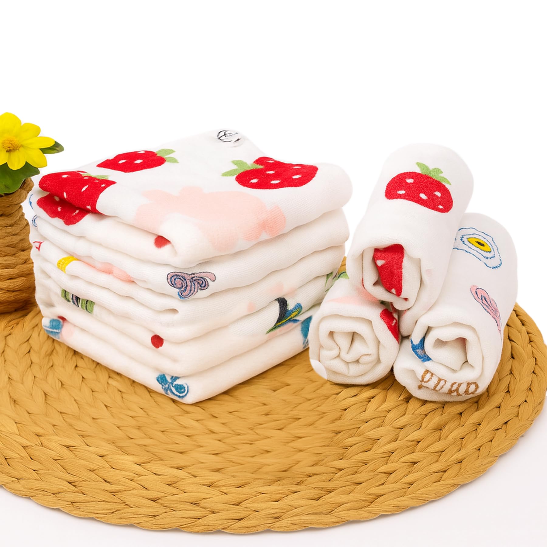 Koochie-Koo Soft Muslin Cloth for New Born Baby 500 GSM 25x25 cm, Pack of 5 Gentle Baby Towels Newborn Premium Bath Towels for Delicate Skin Gift for New Parents Fabric-picture-26