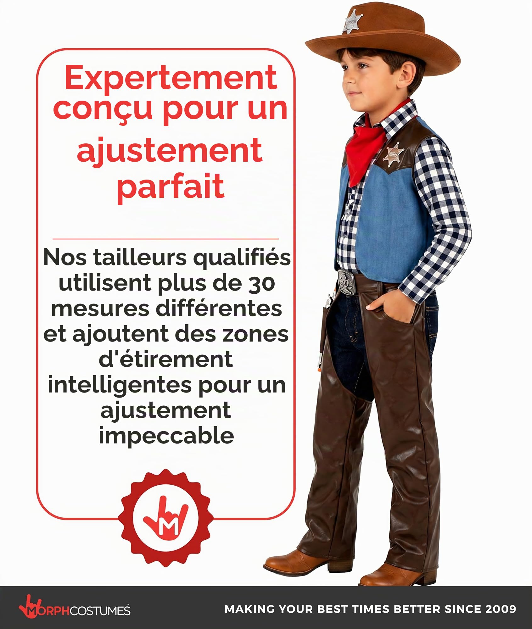Morph Deguisement Cowboy Garcon, Costume Far West Halloween Enfant