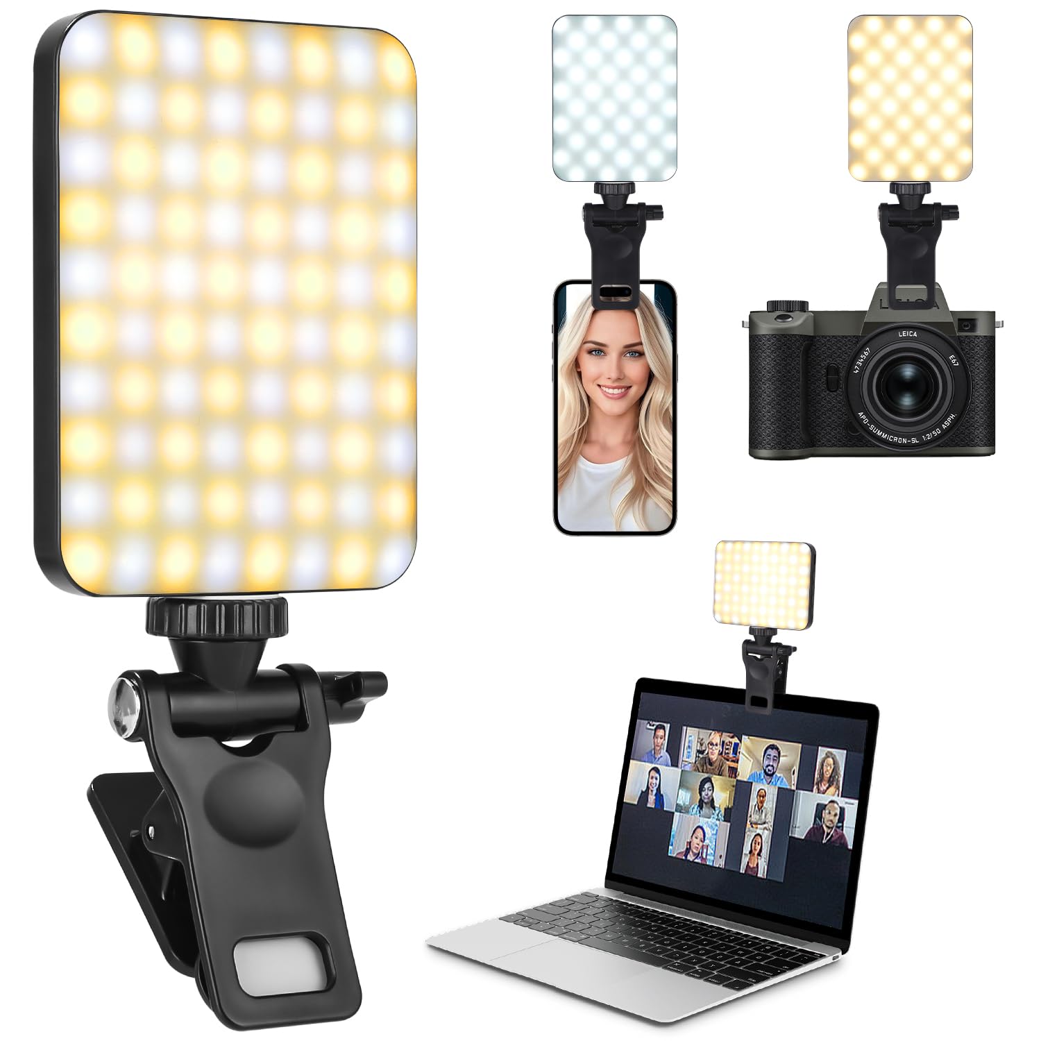 Luce Selfie LED Ricaricabile Per Telefono - 3000-6500K, 10 Livelli Luminosità, CRI 95+, Con Clip - Foto 6